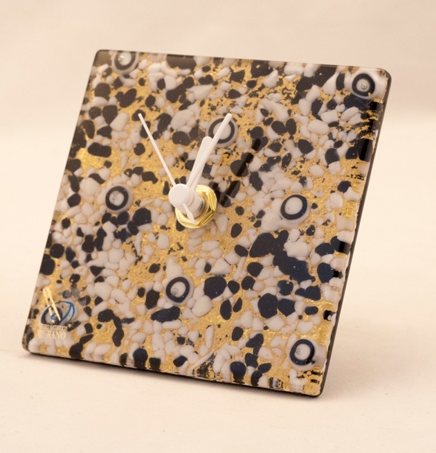 Murano Glass Clock Black/White/Gold